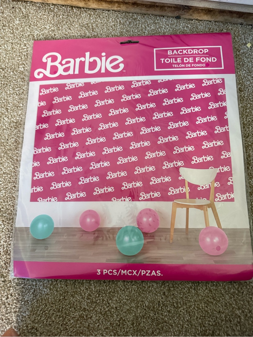 Barbie Pink Repeat Logo Backdrop